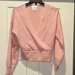 Elegant V-Neck Pink Sweater
